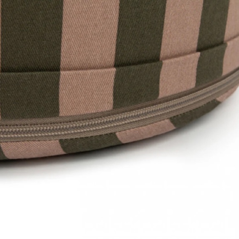 Lightly Used nobodinoz Majestic Round Stool Green Taupe Stripes Pouf Kids Room - Picture 3 of 7